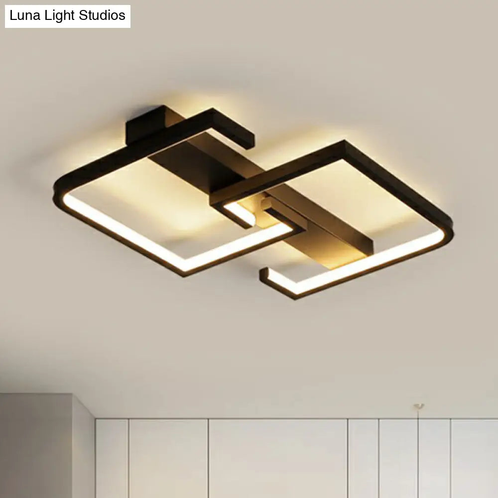 Minimalist Black C-Shaped Ceiling Light Flush Mount Lamp For Corridors / 16.5