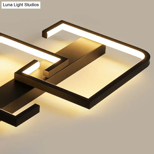 Minimalist Black C-Shaped Ceiling Light Flush Mount Lamp For Corridors