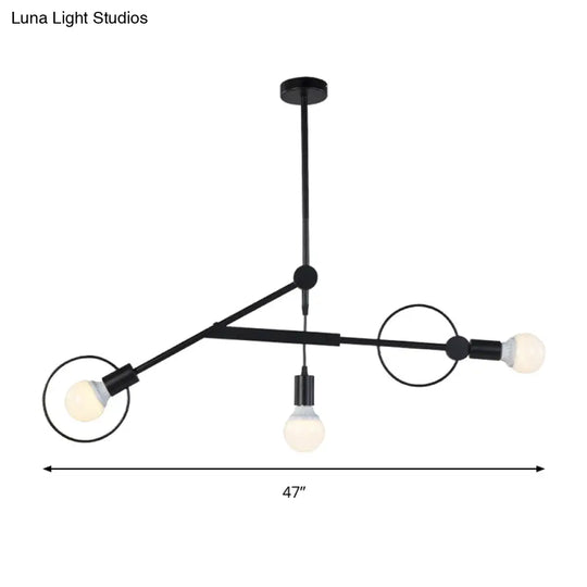 Minimalist Black Chandelier Pendant Light For Shops - 3 Bulb Metal Ceiling Fixture