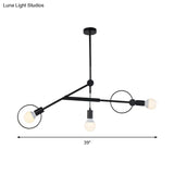 Minimalist Black Chandelier Pendant Light For Shops - 3 Bulb Metal Ceiling Fixture