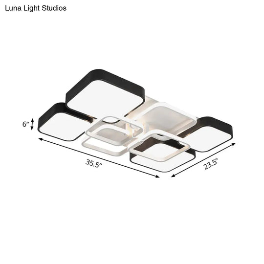 Minimalist Black Flush Mount Led Ceiling Light Square Design 16/19.5 Width Aluminum & Acrylic