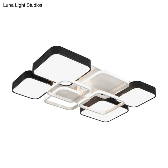 Minimalist Black Flush Mount Led Ceiling Light Square Design 16/19.5 Width Aluminum & Acrylic