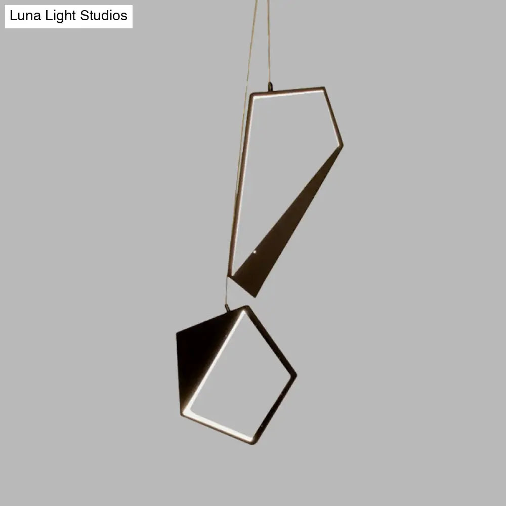 Minimalist Led Pendant Lamp: Black Geometric Hanging Light Kit In White/Warm For Living Room