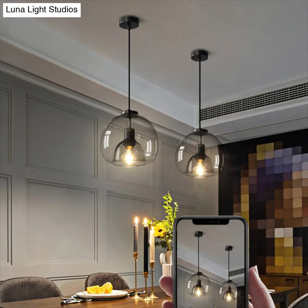 Minimalist Black Glass Pendant Light For Modern Dining Rooms