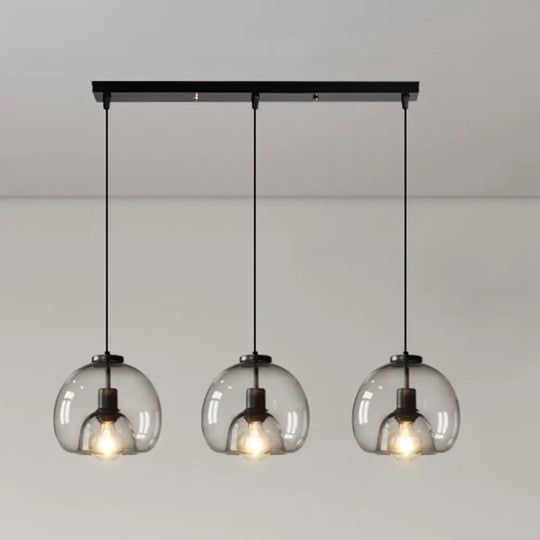 Minimalist Black Glass Pendant Light For Modern Dining Rooms / Linear