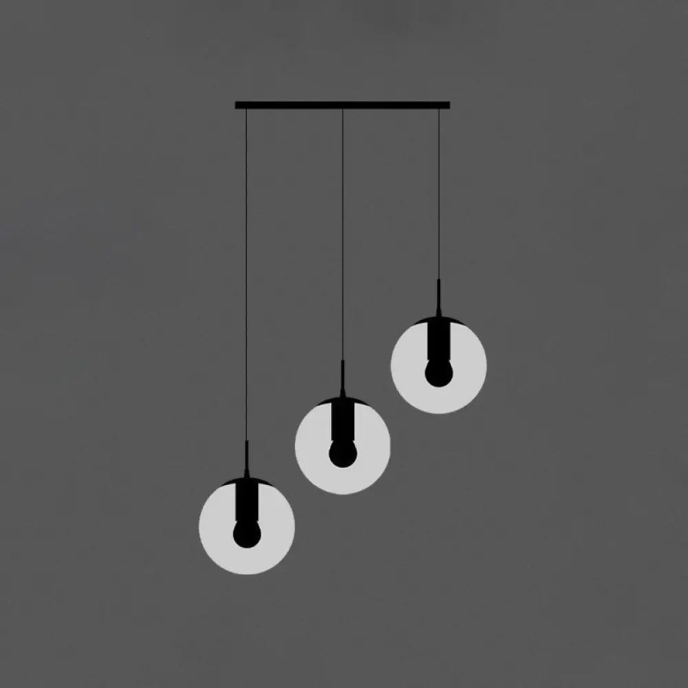 Minimalist Black Globe Pendant Light With Cream Glass - Ideal For Stairways 3 /