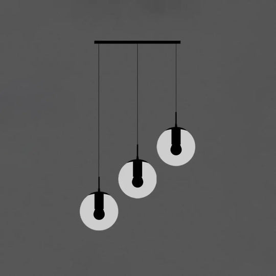 Minimalist Black Globe Pendant Light With Cream Glass - Ideal For Stairways 3 /