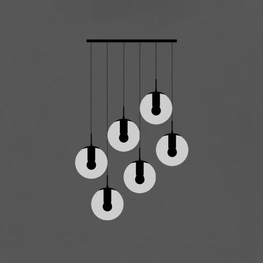 Minimalist Black Globe Pendant Light With Cream Glass - Ideal For Stairways 6 /