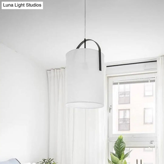 Sleek Black/Gold-White Pail Drop Lamp: Simplicity At Its Finest - 1 Head Fabric Pendant Light