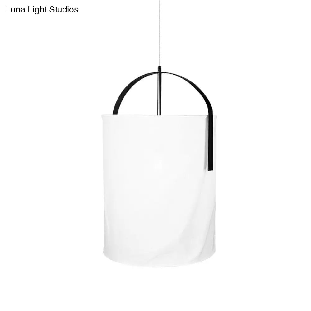 Minimalist Black/Gold-White Pail Drop Pendant Light For Bedroom - 1 Head Fabric Fixture