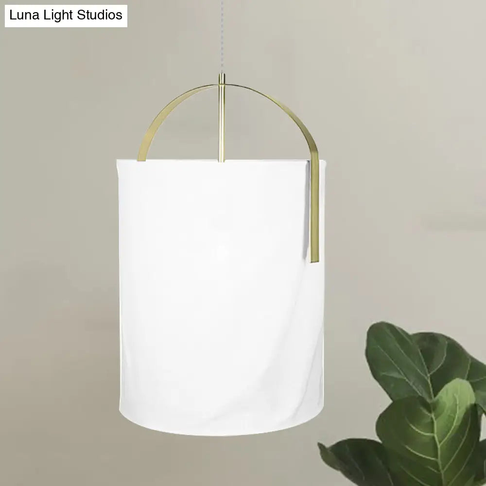 Sleek Black/Gold-White Pail Drop Lamp: Simplicity At Its Finest - 1 Head Fabric Pendant Light