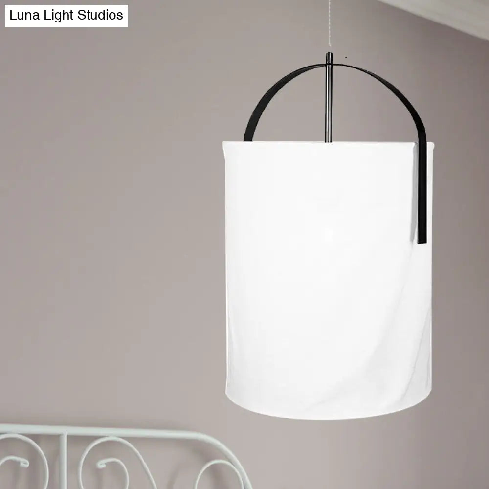 Sleek Black/Gold-White Pail Drop Lamp: Simplicity At Its Finest - 1 Head Fabric Pendant Light