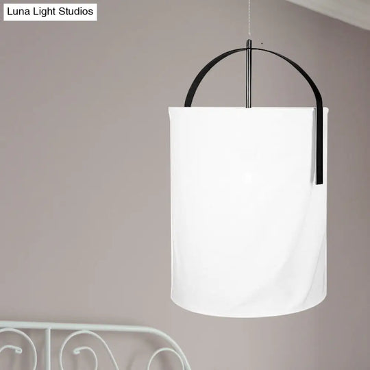 Sleek Black/Gold-White Pail Drop Lamp: Simplicity At Its Finest - 1 Head Fabric Pendant Light