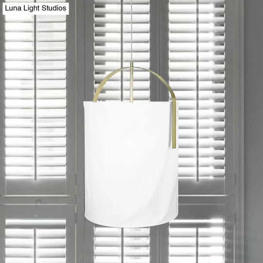 Sleek Black/Gold-White Pail Drop Lamp: Simplicity At Its Finest - 1 Head Fabric Pendant Light