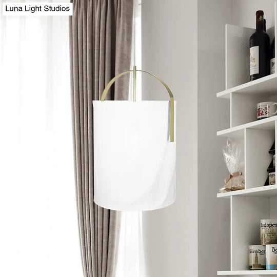 Sleek Black/Gold-White Pail Drop Lamp: Simplicity At Its Finest - 1 Head Fabric Pendant Light