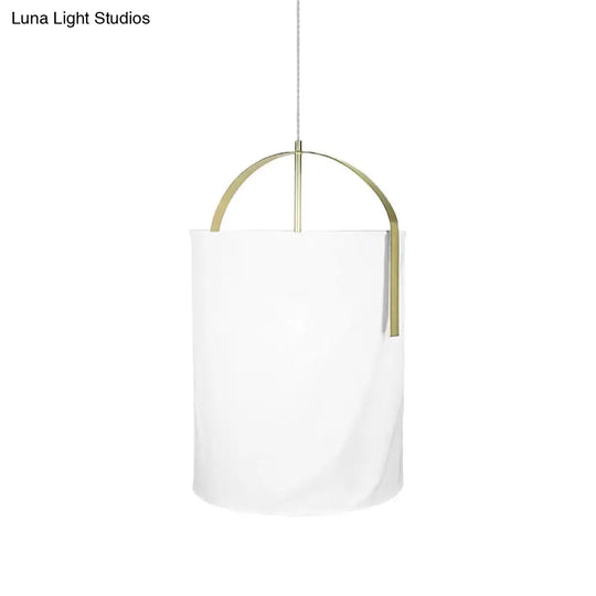 Sleek Black/Gold-White Pail Drop Lamp: Simplicity At Its Finest - 1 Head Fabric Pendant Light