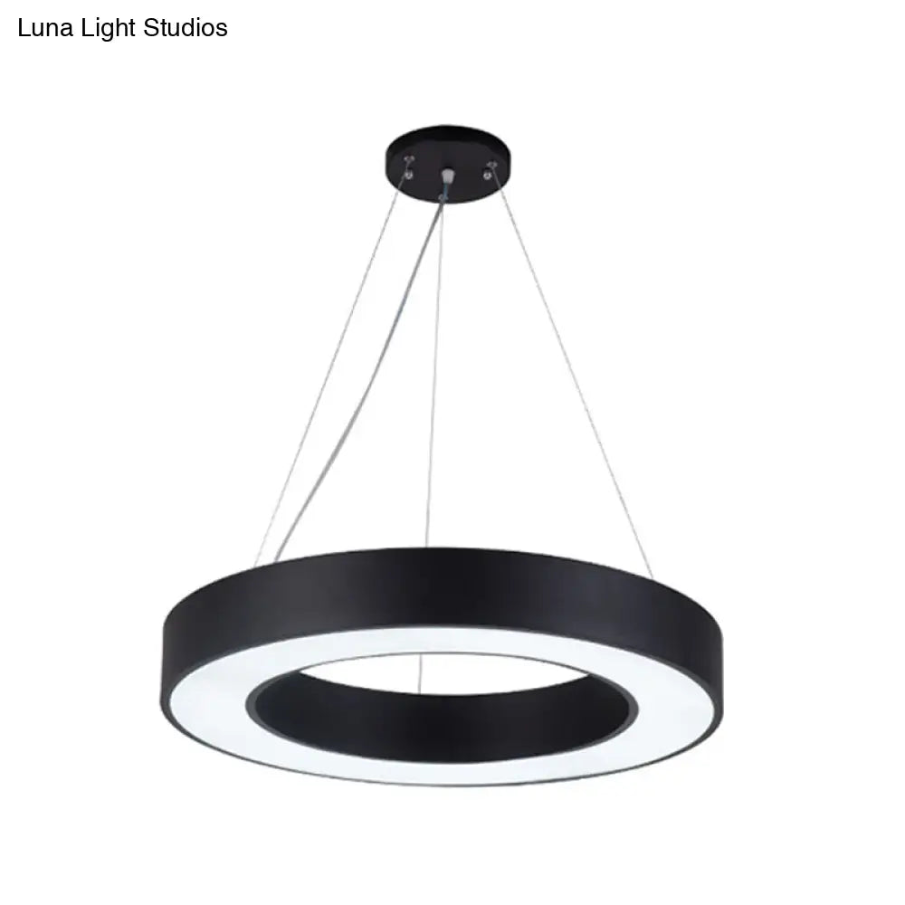 Minimalist Black Hoop Pendant Light With Led Acrylic Suspension - Available In 3 Sizes