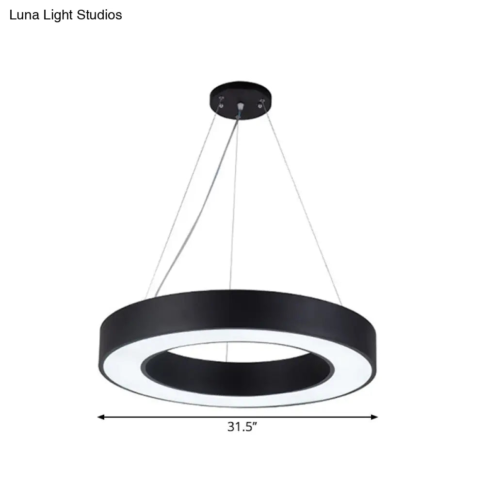 Sleek Black Hoop Pendant Light - 16/23.5/39 Wide Led Acrylic Ceiling Lamp