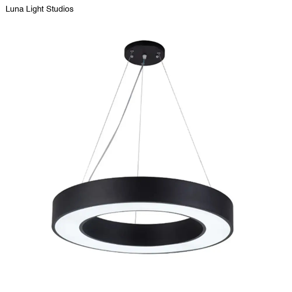 Sleek Black Hoop Pendant Light - 16/23.5/39 Wide Led Acrylic Ceiling Lamp