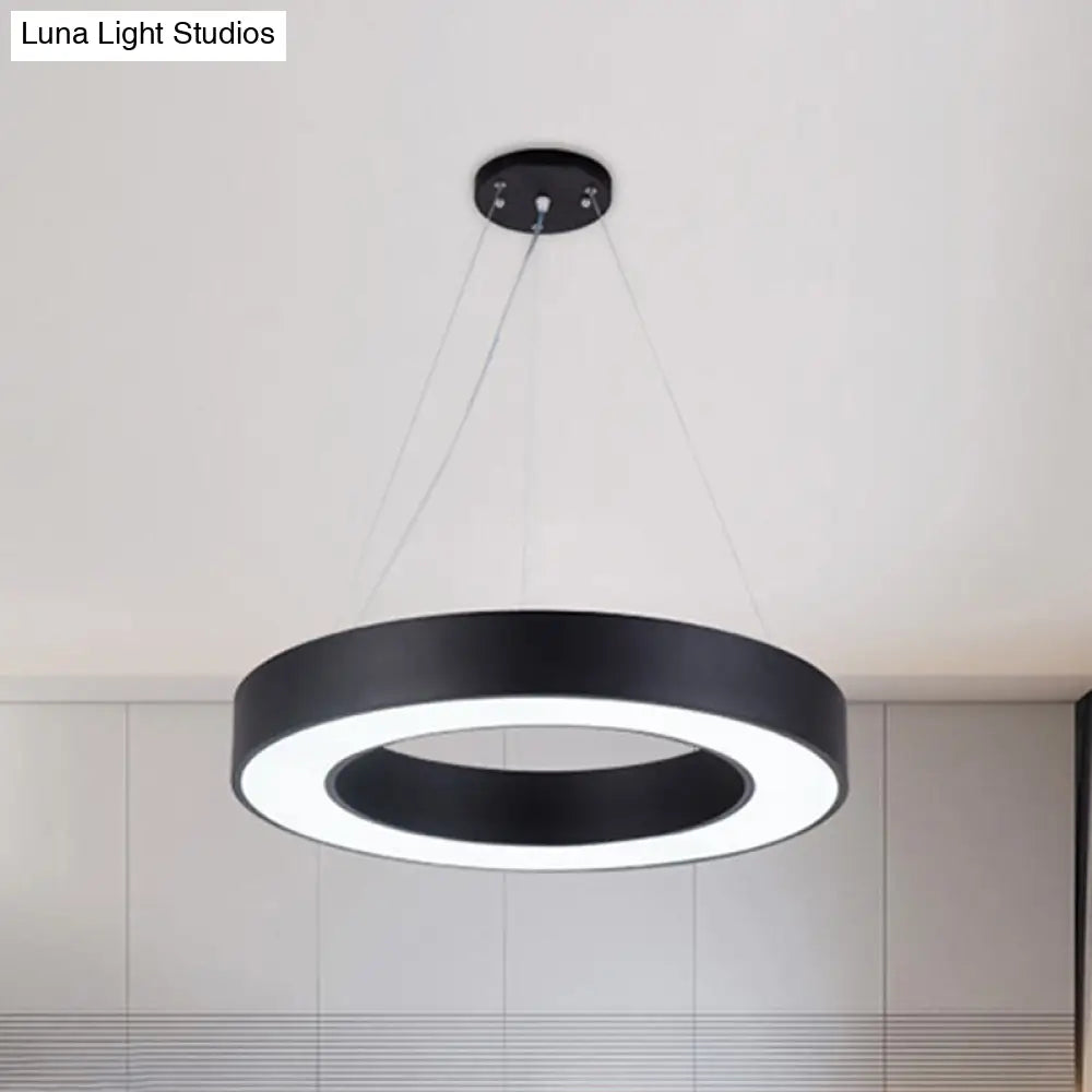 Sleek Black Hoop Pendant Light - 16/23.5/39 Wide Led Acrylic Ceiling Lamp