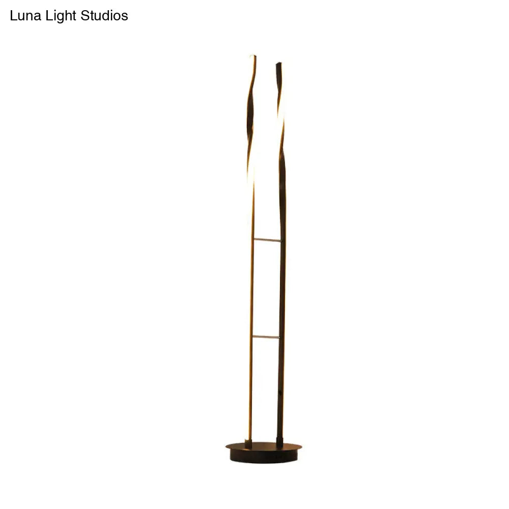 Minimalist Black Ladder Standing Lamp: Acrylic Led Floor Lighting For Bedroom Reading -