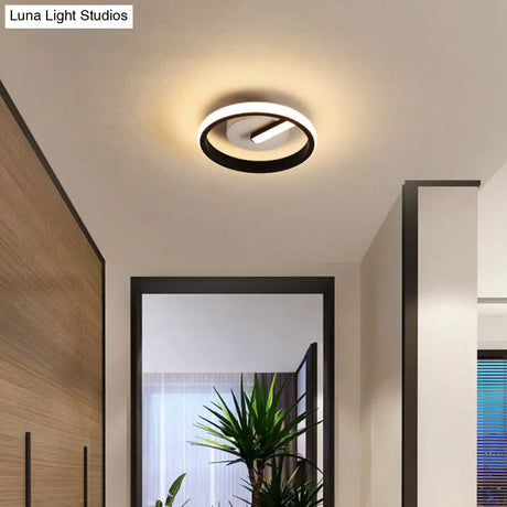 Minimalist Black Led Ceiling Flush Mount Light With Circle Metal Shade