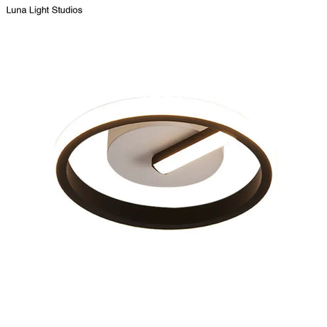 Minimalist Black Led Ceiling Flush Mount Light With Circle Metal Shade