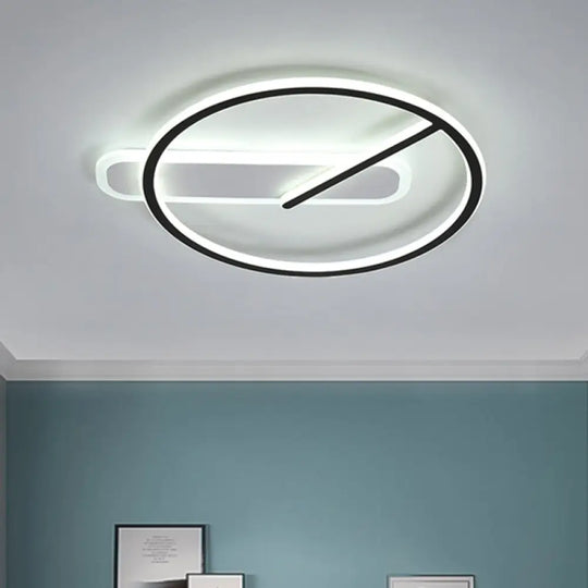 Minimalist Black Led Ceiling Light With Ring And 3 Color Options / White