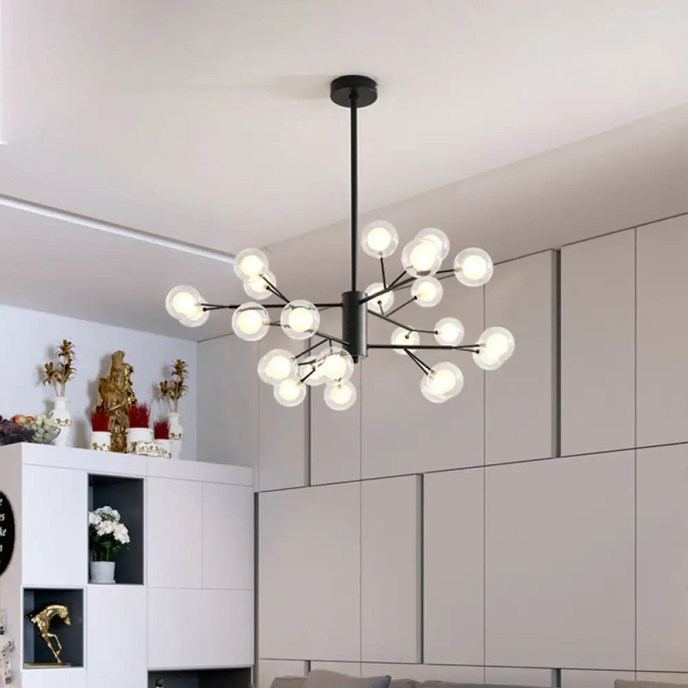 Minimalist Black Led Chandelier With Clear And Frosted Glass For Modo Dining Room 24 /