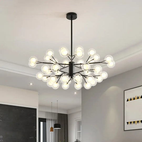 Minimalist Black Led Chandelier With Clear And Frosted Glass For Modo Dining Room 40 /