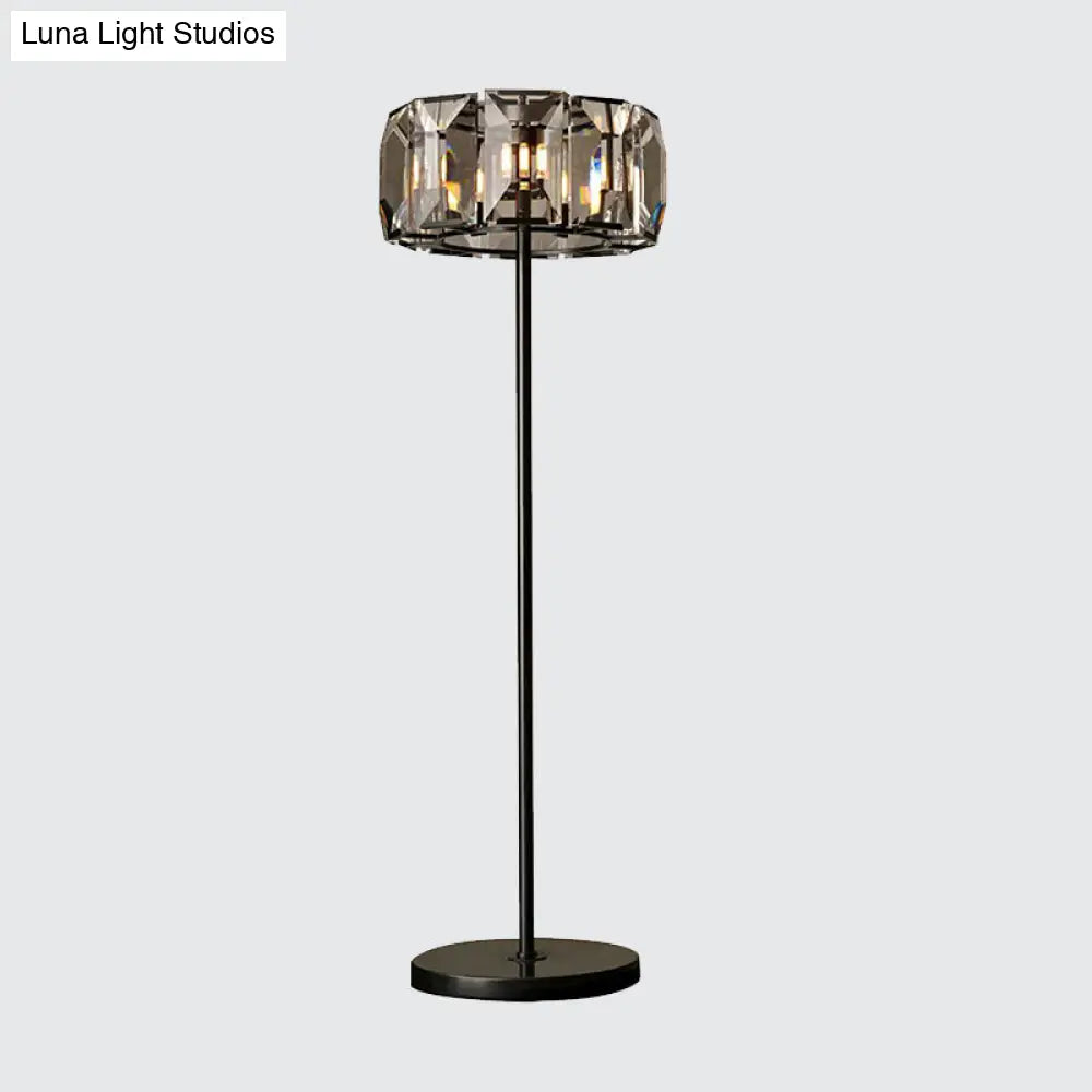 Minimalist Black Led Crystal Floor Lamp For Living Room