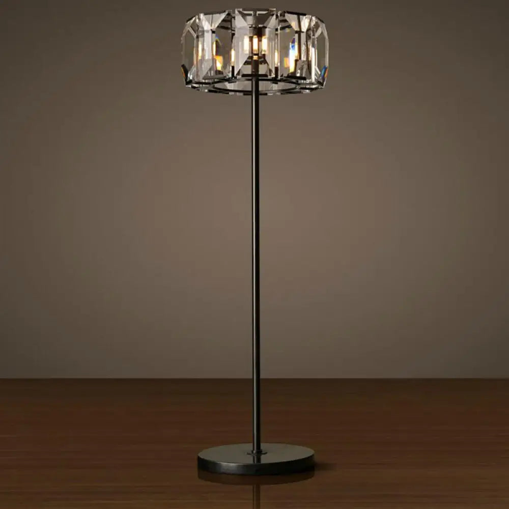 Minimalist Black Led Crystal Floor Lamp For Living Room