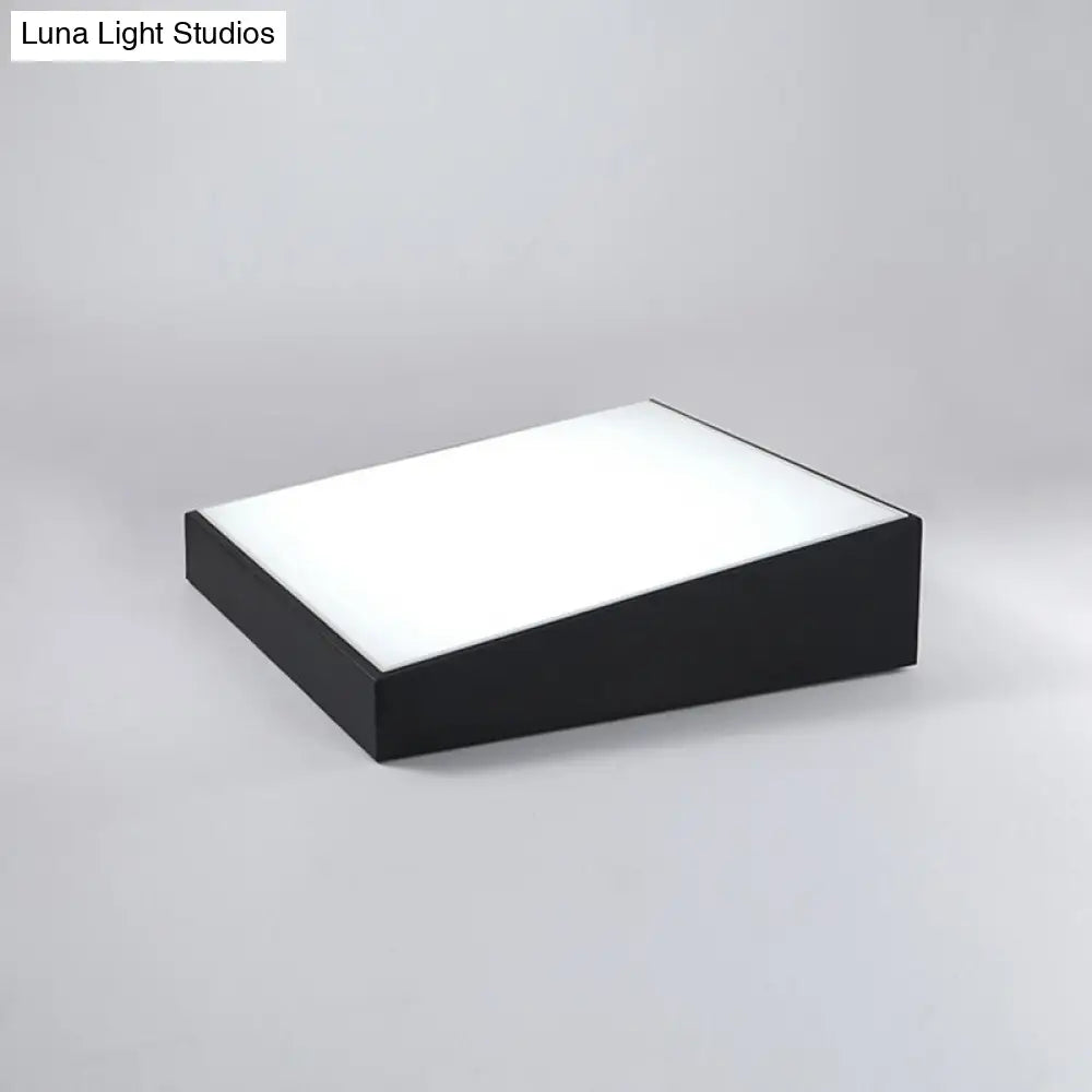 Minimalist Black Led Flush Mount Ceiling Lamp For Bedroom - Rectangular Acrylic Design