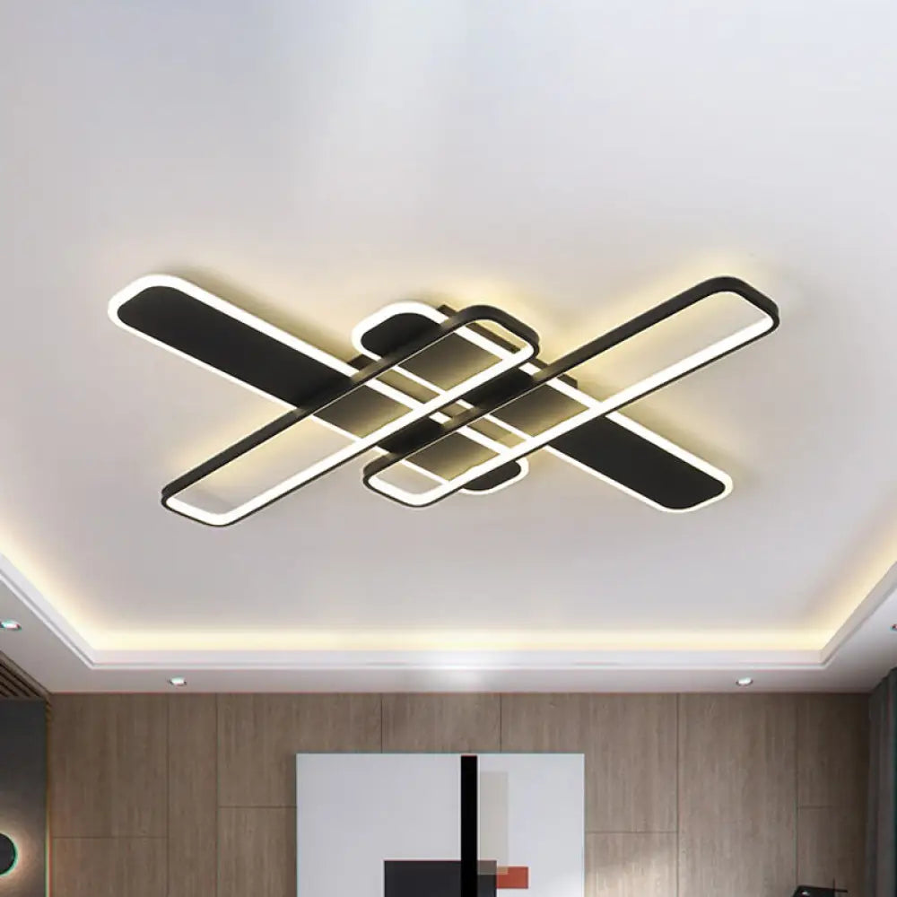 Minimalist Black Led Flush Mount Light With Acrylic Frame