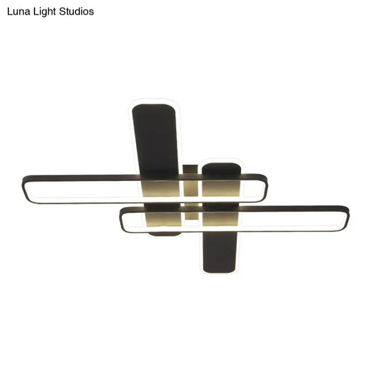 Minimalist Black Led Flush Mount Light With Acrylic Frame