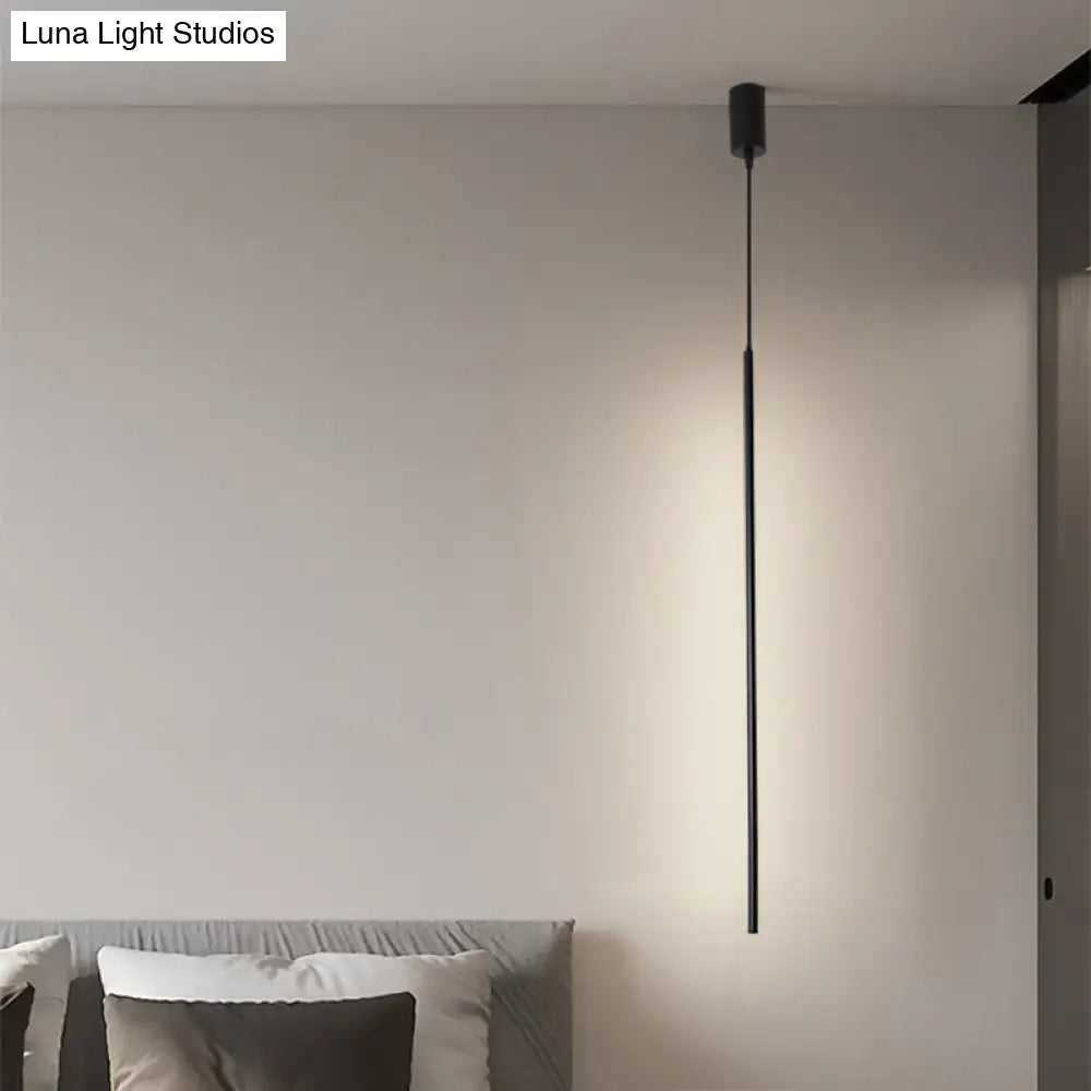 Minimalist Black Acrylic Pole Led Suspension Pendant Light For Bedside