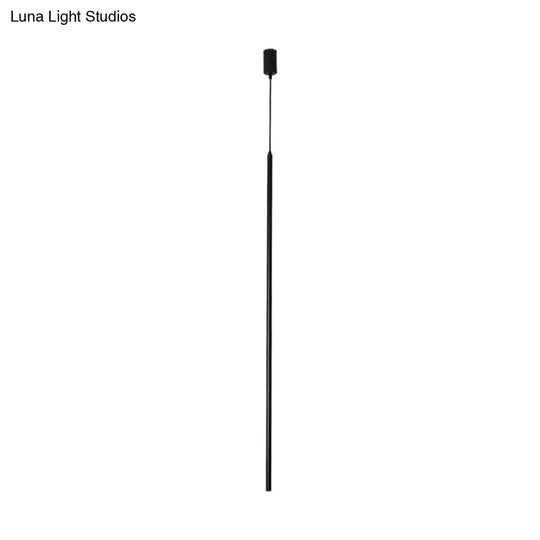 Minimalist Black Led Pendant Light With Acrylic Pole For Bedside Suspension