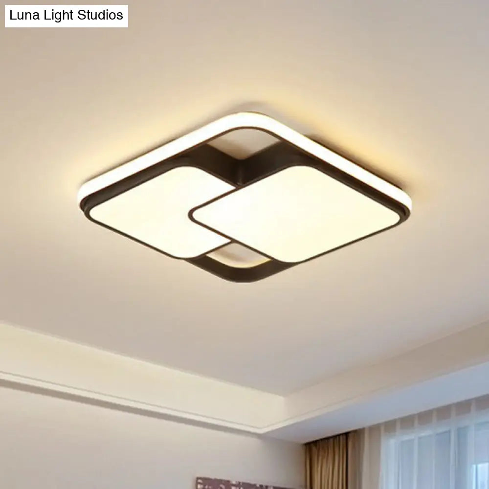 Minimalist Black Led Rhombus Acrylic Flush Mount Lighting Fixture