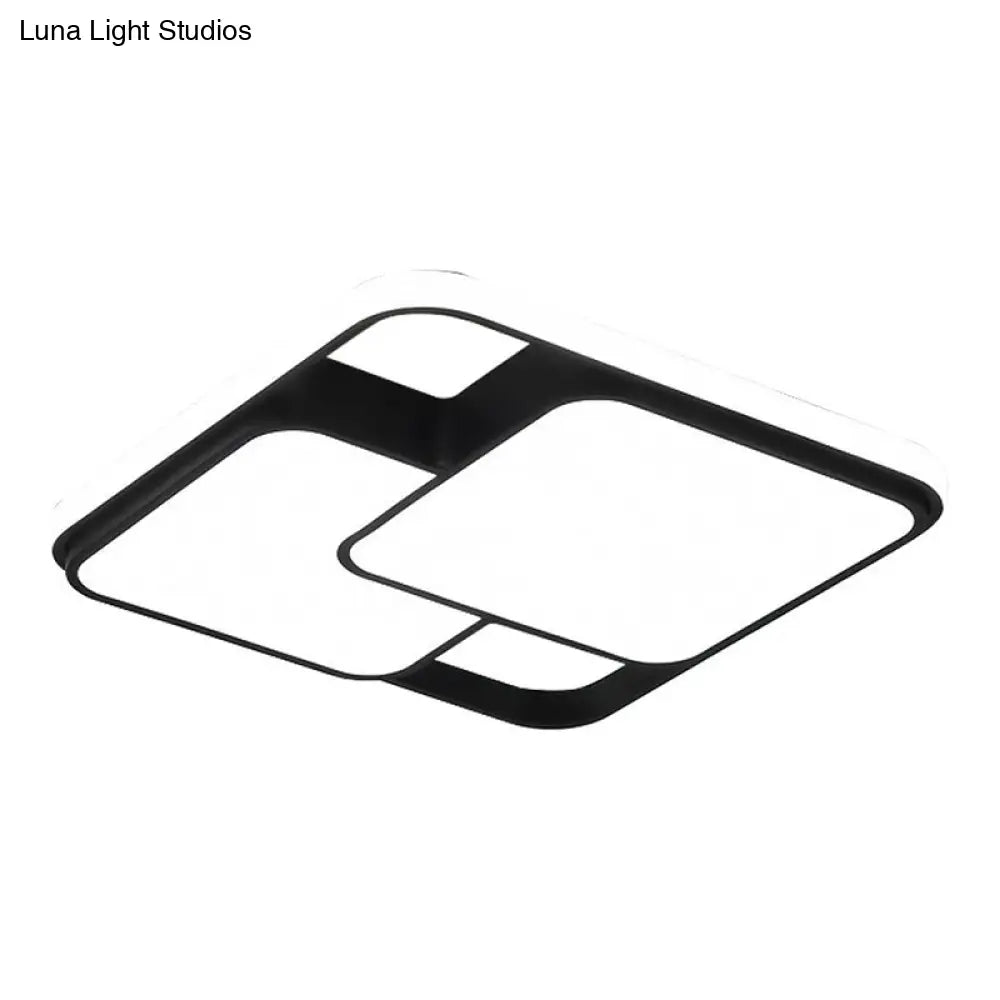 Minimalist Black Led Rhombus Acrylic Flush Mount Lighting Fixture