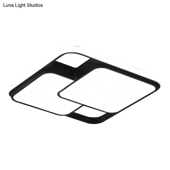 Minimalist Black Led Rhombus Acrylic Flush Mount Lighting Fixture