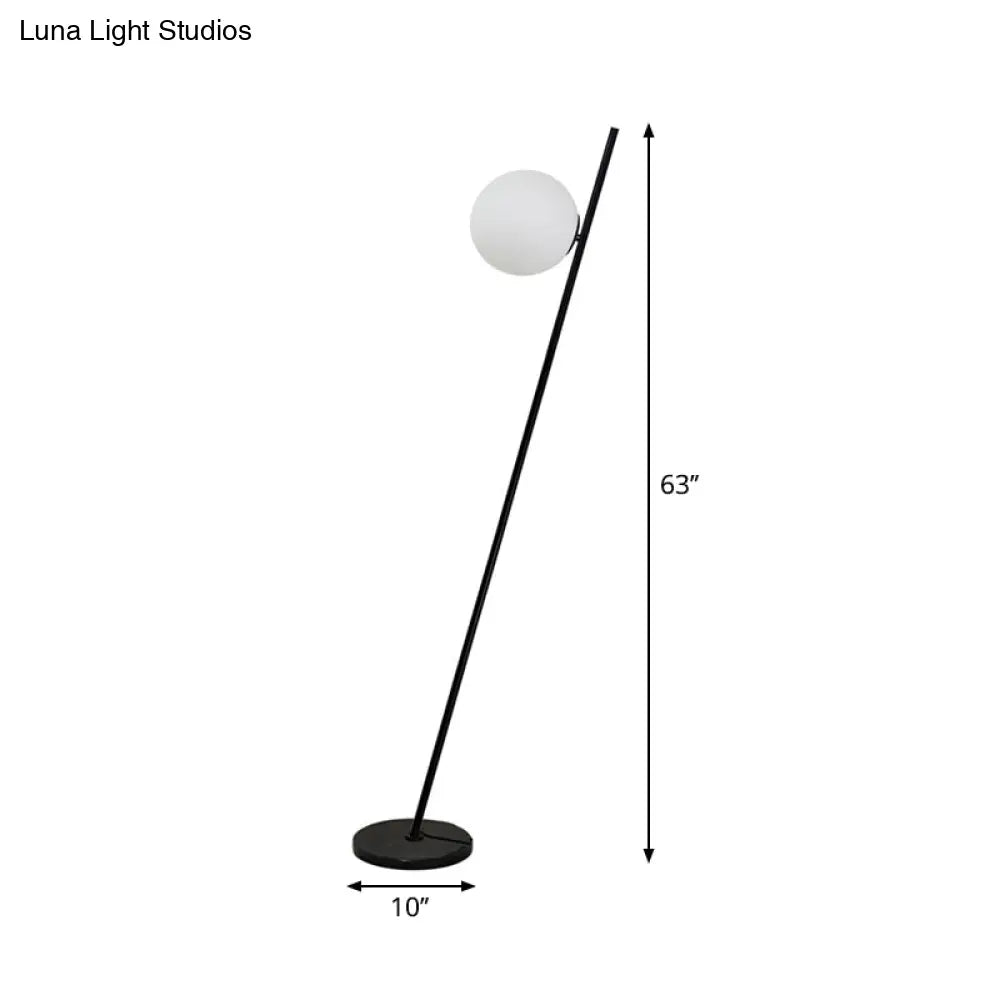 Minimalist Black Linear Floor Lamp With Opal White Glass Shade - Perfect For Bedroom Or Living Room