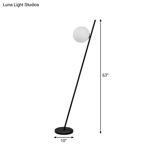 Minimalist Black Linear Floor Lamp With Opal White Glass Shade - Perfect For Bedroom Or Living Room