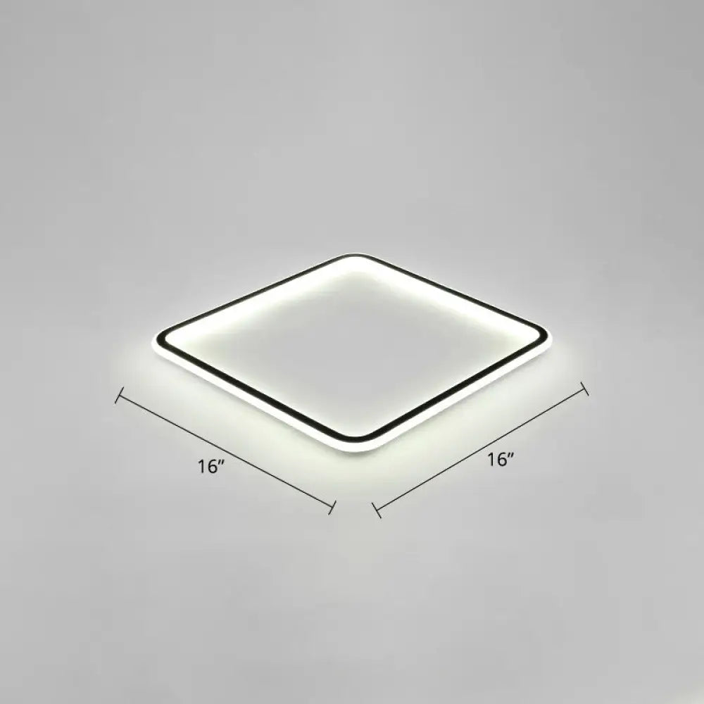 Minimalist Black Metal Flush Mount Ceiling Lamp With Square Ultrathin Led - Perfect For Bedrooms /