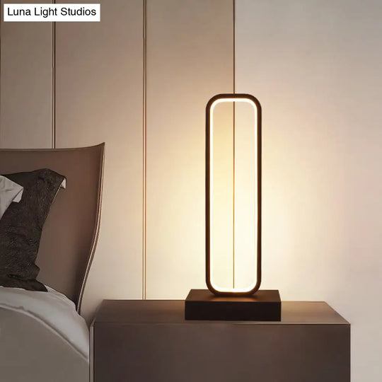 Minimalist Black Metal Led Bedside Table Lamp With Rounded Edges