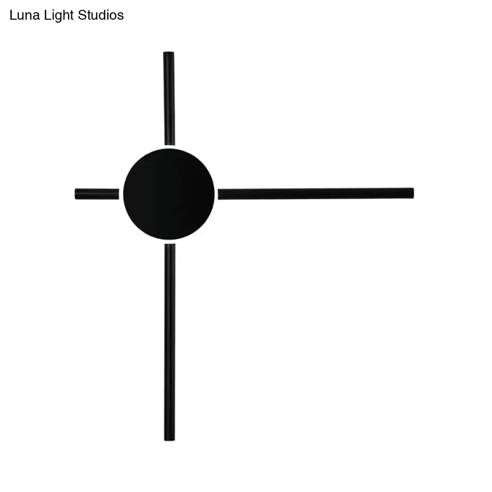 Minimalist Black Metal Led Wall Sconce Light With Hour Hand Design For Living Room