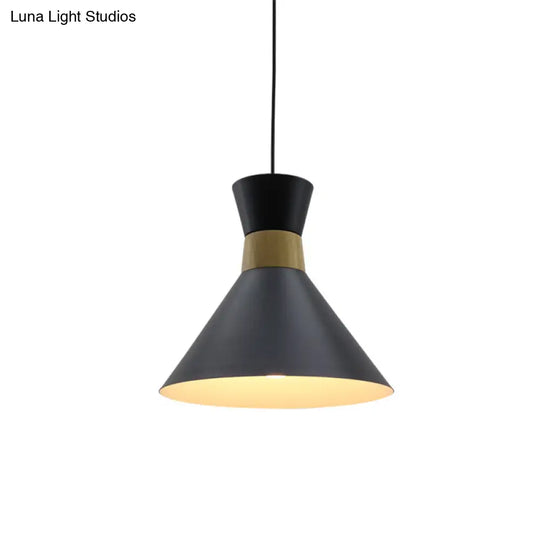 Minimalist Black Metal Hanging Light Kit For Dining Room - Conical Shape 1 Suspension Pendant