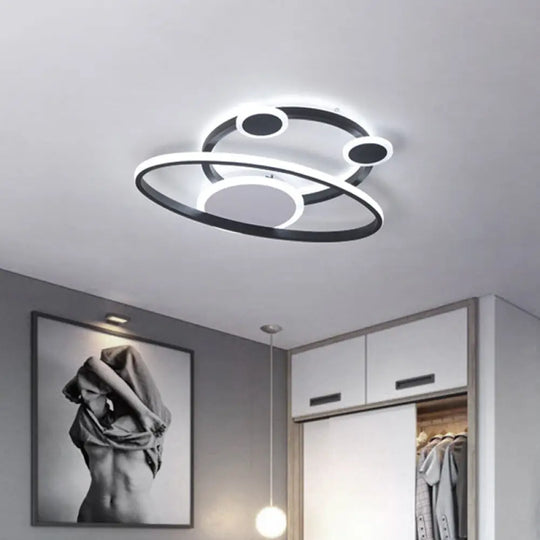 Minimalist Black Planet Led Flush Mount Ceiling Light With Acrylic Shade For Living Room -