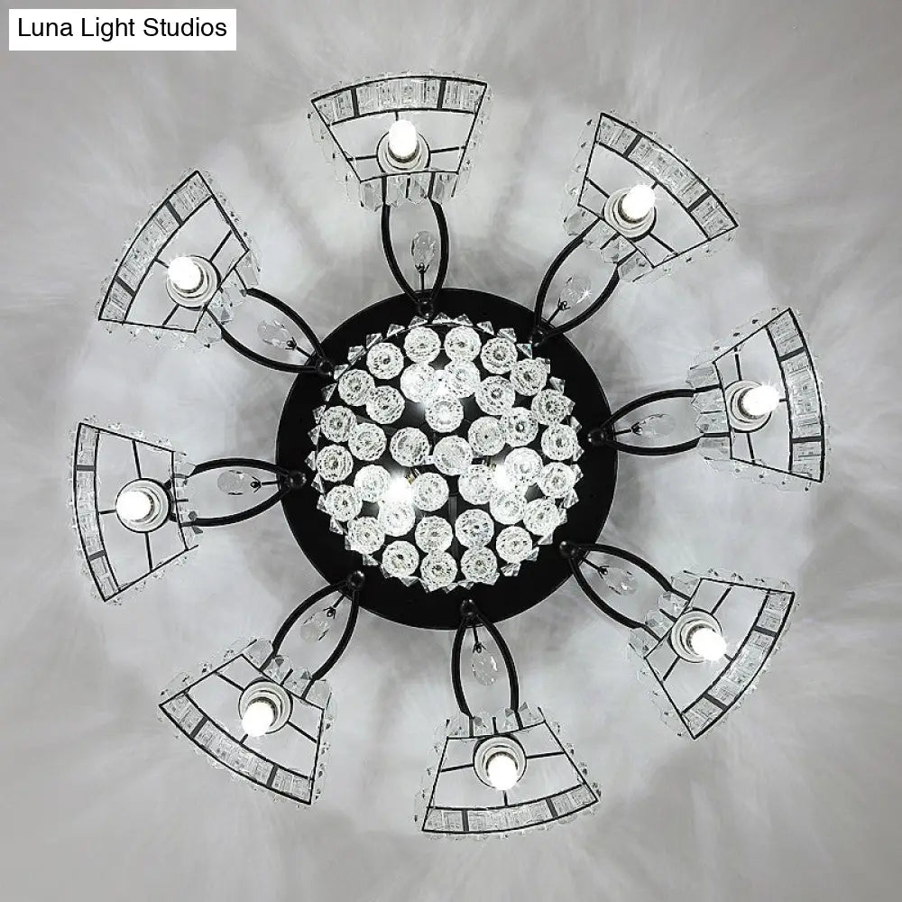 Minimalist Black Prismatic Crystal Bedroom Ceiling Lamp - Semi Mount Lighting