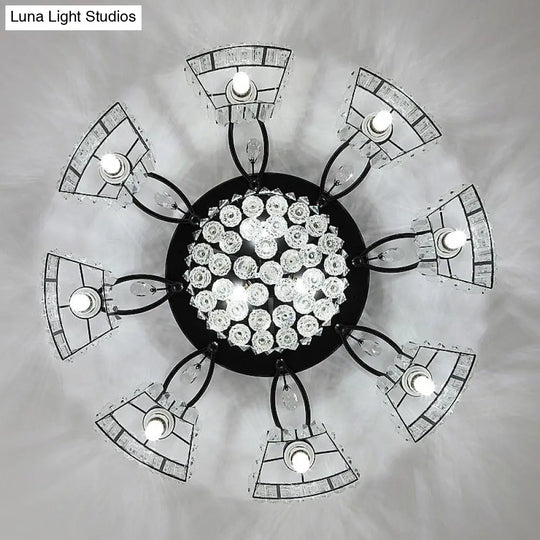 Minimalist Black Prismatic Crystal Bedroom Ceiling Lamp - Semi Mount Lighting