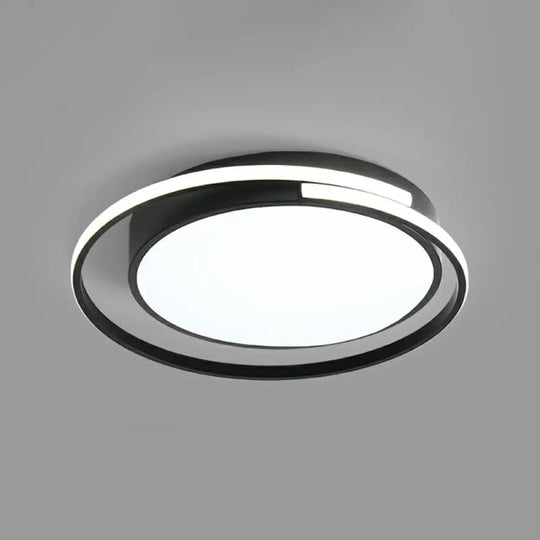 Minimalist Black Round Led Ceiling Lamp With Acrylic Flush Mount And Halo Ring / 16.5’ White